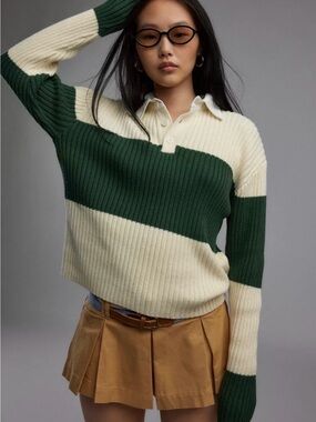 Urban Outfitters Lioness Prince Rugby Shirt Sweater Moss Stripe Small